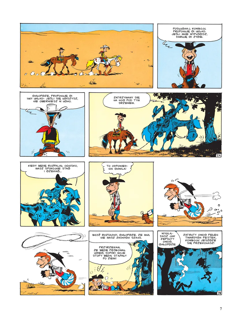 Przykładowa plansza Lucky Luke tom 28 - recenzja komiksu. 