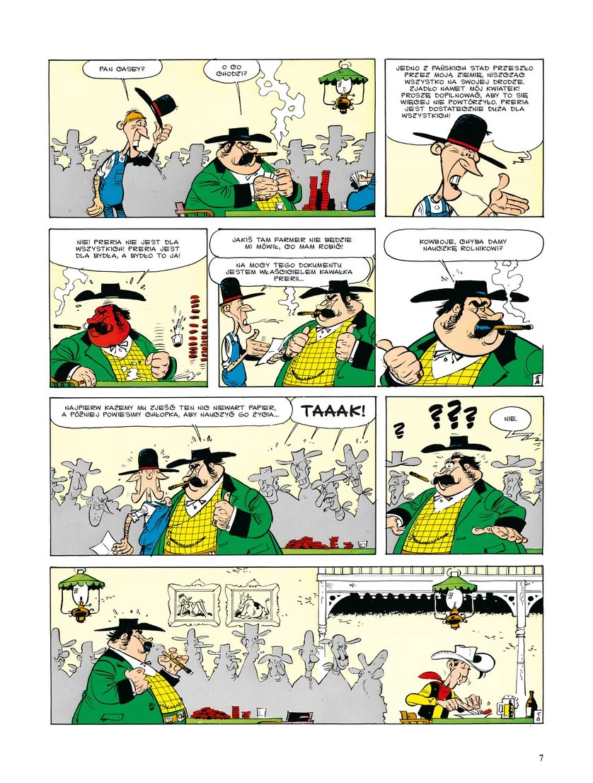 Przykładowa plansza Lucky Luke: Zasieki na prerii - recenzja komiksu.