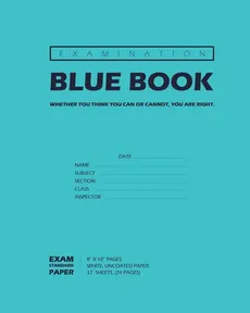 Examination Blue Book, Wide Ruled, 12 Sheets (24 Pages), Blank Lined, Write-in Booklet (Royal Blue) - BigIdea