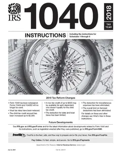 IRS Form 1040 Instructions - Tax year 2018 (Form 1040 included) - Internal Revenue Service (IRS)