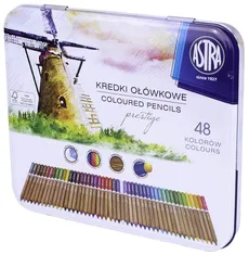 Kredki ołówkowe z drewna cedrowego w metalowym pudełku Astra Prestige 48 kolorów