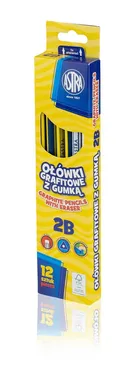 Ołówki grafitowe z gumką 2B box 12 sztuk