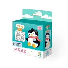 Puzzle 16 elementów Pingwinek + kolorowanka