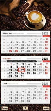 Kalendarz 2024 ścienny trójdzielny Kawa KT-1 v.50
