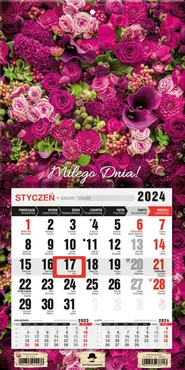 Kalendarz 2024 jednodzielny mini z magnesem Kwiaty KTJ-2 mini v21