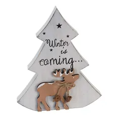 Dekoracja świąteczna Choinka z renniferem, biała