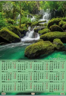Kalendarz 2024 plakatowy z listwą Wodospad