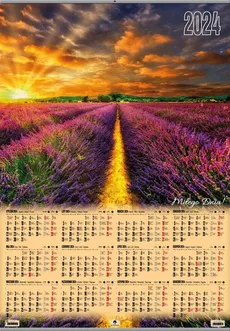Kalendarz 2024 plakatowy z listwą Lawenda