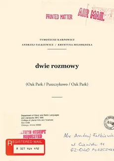 dwie rozmowy - Andrzej Falkiewicz, Tymoteusz Karpowicz, Krystyna Miłobędzka