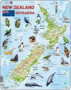 Nowa Zelandia mapa ze zwierzętami