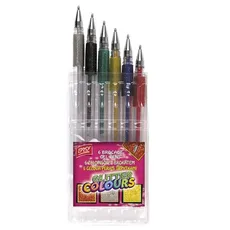 Długopisy żelowe z brokatem 6 kolorów