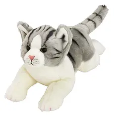 Kot Szaro-Biały Pręgowany 35 cm leżący
