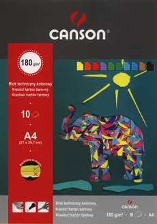 Blok techniczny A4 Canson z kolorowymi kartkami 10 katek Słoń - Outlet