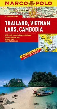 Tajlandia Wietnam Laos Kambodża Mapa drogowa 1:2 000 000