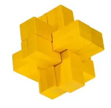 IQ-Test - Blokowy Krzyż, bambus, żółty, plastikowe pudełko