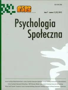 Psychologia Społeczna Tom 7 nr 2 (21) 2012 - Outlet