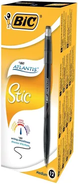 Długopis Atlantis Stic czarny pudełko 12 sztuk