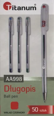 Długopis Titanum AA998 czerwony 50 sztuk