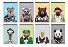 Zeszyt A5 w kratkę 60 kartek Zoo Portraits 5 sztuk mix