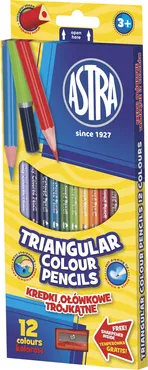 Kredki ołówkowe trójkątne Astra 12 kolorów - Outlet