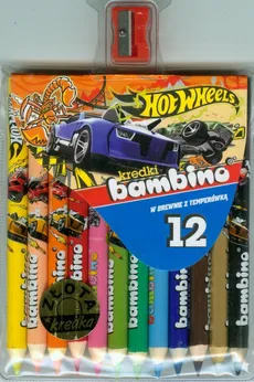 Kredki bambino drewniane 12 kolorów z nadrukiem z temperówką Hot Wheels - Outlet