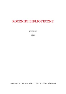 Roczniki Biblioteczne Rok LVII 2013 - Outlet