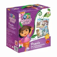 Puzzle do kolorowania Dora poznaje świat 2x12