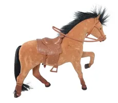 Koń z siodłem brązowy