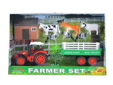 Traktor 31 cm z 3 zwierzętami i domkiem