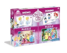 Puzzle 2x30 Memo Domino Księżniczki Super Kit 4 w 1