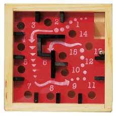 Mini-Games Labirynth drewiana gra planszowa z metalową kulką czerwona 17486