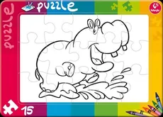 Puzzle do kolorowania 15 Hipopotam