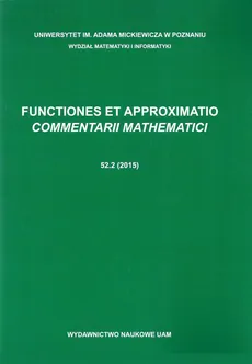 Functiones et Approximatio. Commentarii Mathematici 52.2 (2015)