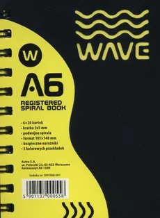 Kołozeszyt A6 Wave w kratkę 120 kartek żółty