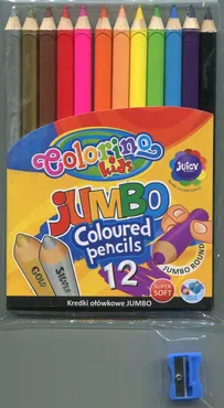 Kredki ołówkowe Colorino okrągłe Jumbo 12 kolorów + temperówka - Outlet