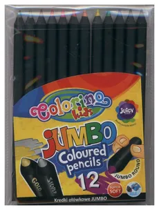 Kredki ołówkowe Colorino okrągłe Jumbo 12 kolorów + temperówka czarne - Outlet