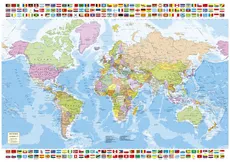 Puzzle 1500 Mapa polityczna Świata z flagami
