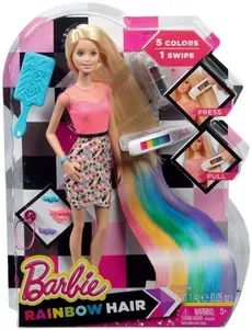 Barbie lalka tęczowe włosy