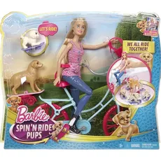 Barbie lalka na rowerze z pieskami