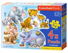 4x1 Puzzle konturowe Jungle Babies
