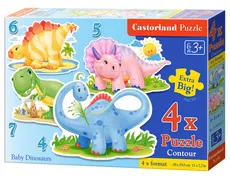 4x1 Puzzle Konturowe Baby Dinosaurs