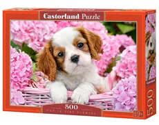 Puzzle Pup in Pink Flowers 500