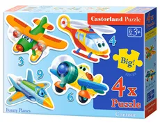 Puzzle konturowe 3-4-6-9 elementów Funny Planes 4 w 1
