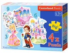 Puzzle konturowe 3-4-6-9 elementów World of Princesses 4 w 1