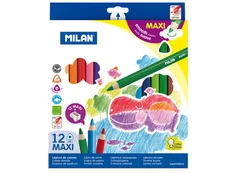 Kolorowe kredki Milan rysunkowe Maxi trójkątne 12 sztuk - Outlet
