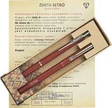 Komplet długopis Zenith-7 i pióro Omega w etui  Retro bordowy