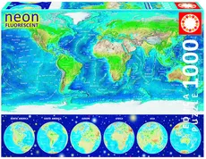 Puzzle Neonowy świat fluorescencyjna mapa świata 1000