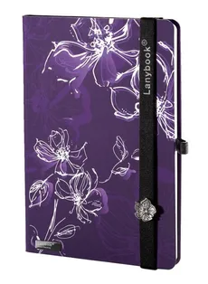 Notes A6 Lanybook Sparkling Flowers w kratkę fiolet