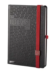Notes A5 Idea Factory czarny z czerwoną gumką kratka