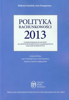 Polityka rachunkowości 2013 z komentarzem do planu kont dla jednostek budżetowych i samorządowych zakładów budżetowych - Outlet - Ewa Ostapowicz, Elżbieta Gaździk